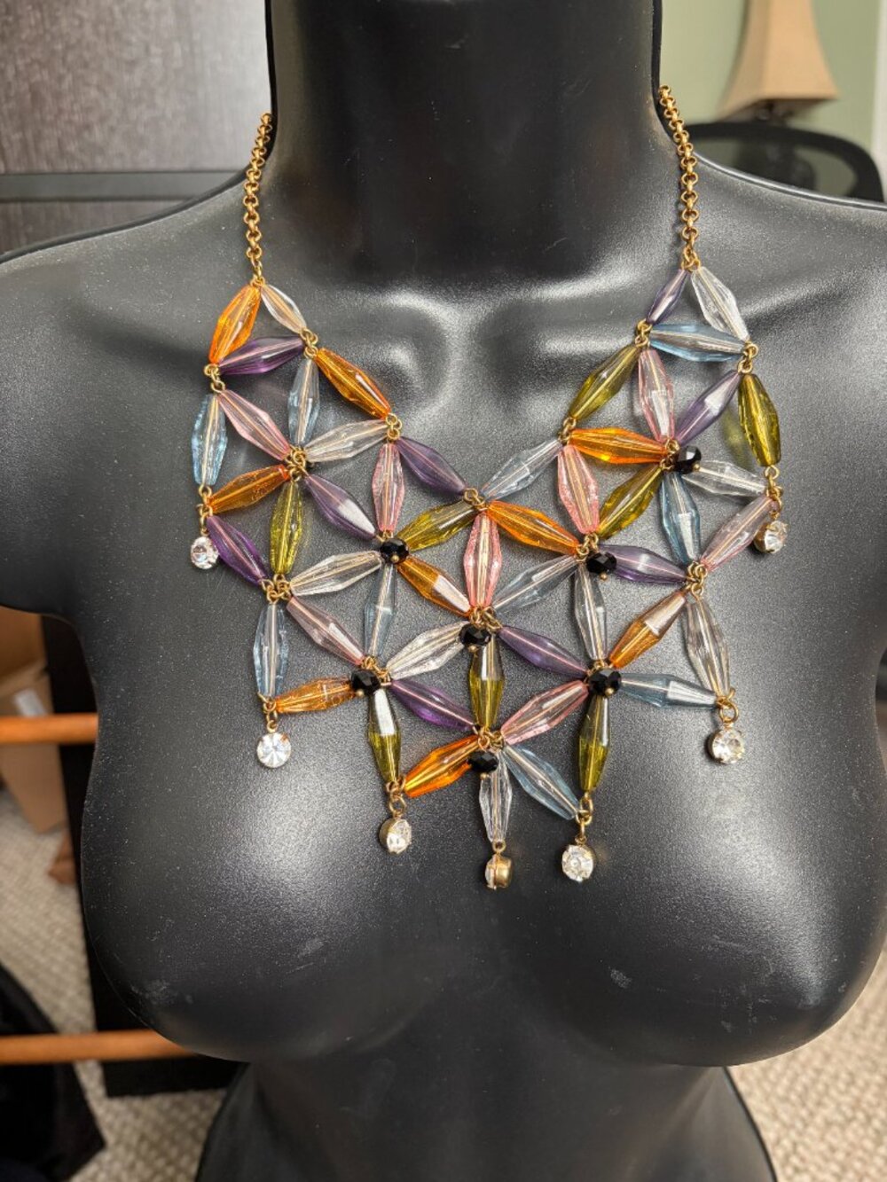 Joan Rivers Pastel Flower Matrix Bib Necklace (NWOT)